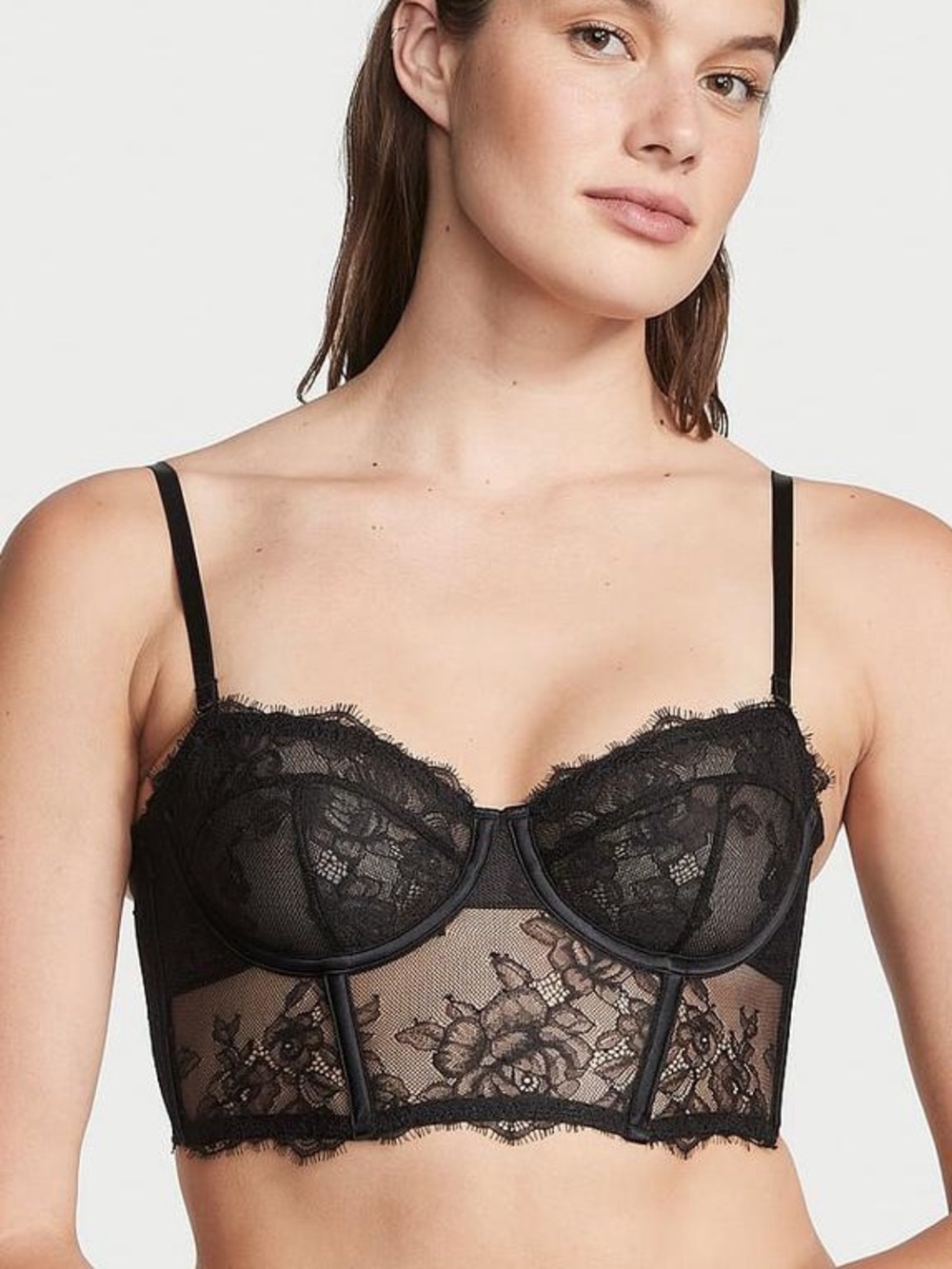 VS Archives Very Sexy Black Rose Lace Bustier Bra Bralette Top